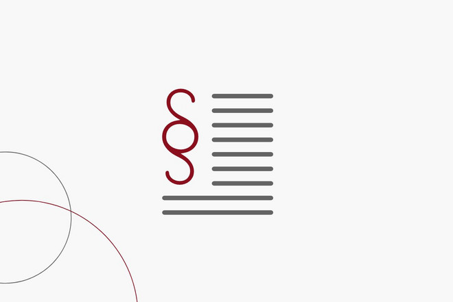 Eine weiße Grafik mit einem roten Paragraphenzeichen