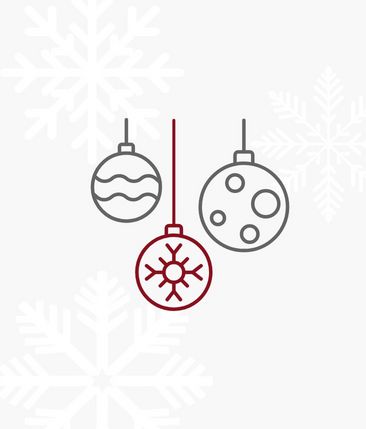 Grafik zeigt drei Weihnachtskugeln auf grauem Hintergrund 