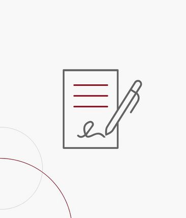 Grafikkachel: Stift unterschreibt ein Dokument