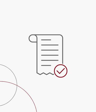 Grafikkachel: Beschriebenes Papier mit rotem Haken davor